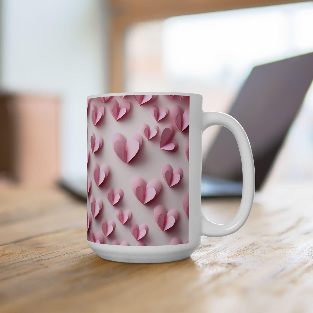 Pink Heart Pattern Mug ,Pink Hearts Ceramic Mug, Valentines Day,Valentine Mug, Cute Love Cow Coffee Mug, Girlfriend Gift