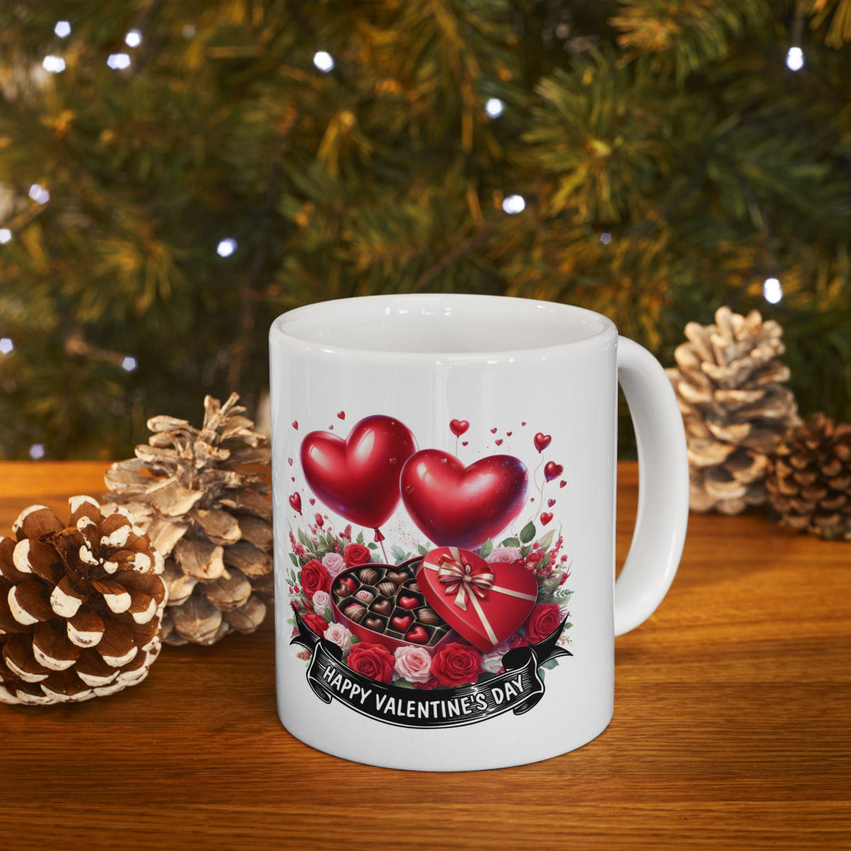 Valentine Heart Bouquet Mug ,Valentine's Day Ceramic Mug.Valentine Heart Mug, Romantic Coffee Cup, Anniversary Gift Mug