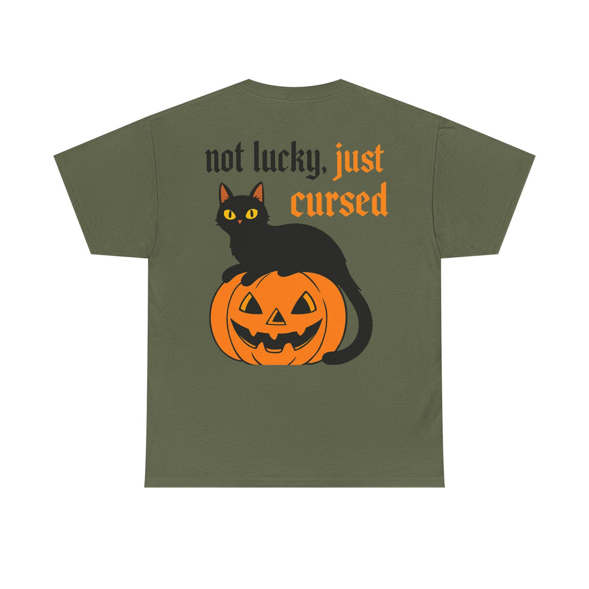 Halloween Cat Tee: Not Lucky, Just Cursed - Spooky T-Shirt