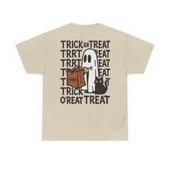 Ghost & Cat Halloween T-Shirt: Spooky Trick or Treat Tee