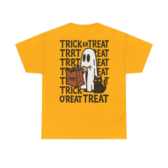 Ghost & Cat Halloween T-Shirt: Spooky Trick or Treat Tee