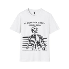 Funny Skeleton Exam Season T-Shirt - Unisex Softstyle Tee