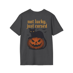 Halloween Cat T-Shirt, Spooky Shirt, Fall Fashion, Pumpkin Tee, Gift for Cat Lovers, Not Lucky Just Cursed T-Shirt