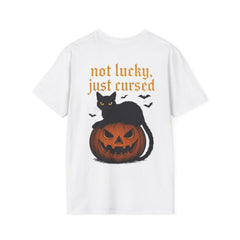 Halloween Cat T-Shirt, Spooky Shirt, Fall Fashion, Pumpkin Tee, Gift for Cat Lovers, Not Lucky Just Cursed T-Shirt