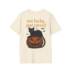 Halloween Cat T-Shirt, Spooky Shirt, Fall Fashion, Pumpkin Tee, Gift for Cat Lovers, Not Lucky Just Cursed T-Shirt