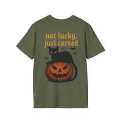 Halloween Cat T-Shirt, Spooky Shirt, Fall Fashion, Pumpkin Tee, Gift for Cat Lovers, Not Lucky Just Cursed T-Shirt