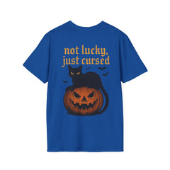 Halloween Cat T-Shirt, Spooky Shirt, Fall Fashion, Pumpkin Tee, Gift for Cat Lovers, Not Lucky Just Cursed T-Shirt