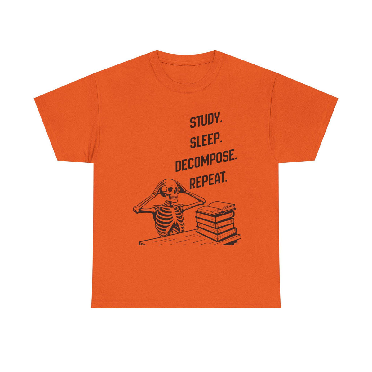 Funny Halloween Skeleton T-Shirt: Study, Sleep, Decompose