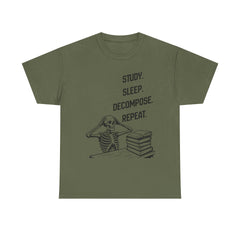 Funny Halloween Skeleton T-Shirt: Study, Sleep, Decompose