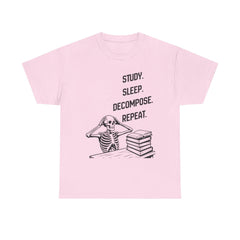 Funny Halloween Skeleton T-Shirt: Study, Sleep, Decompose