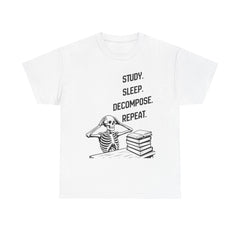 Funny Halloween Skeleton T-Shirt: Study, Sleep, Decompose