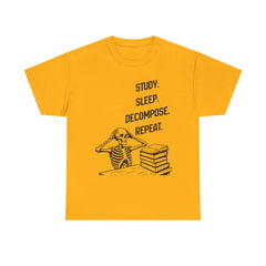 Funny Halloween Skeleton T-Shirt: Study, Sleep, Decompose