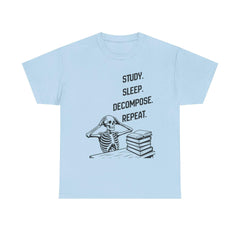 Funny Halloween Skeleton T-Shirt: Study, Sleep, Decompose