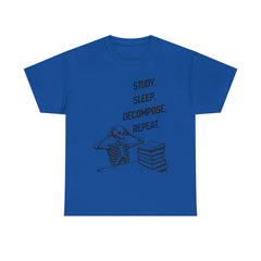 Funny Halloween Skeleton T-Shirt: Study, Sleep, Decompose