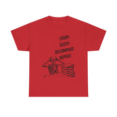 Funny Halloween Skeleton T-Shirt: Study, Sleep, Decompose