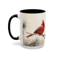 Cardinal Accent Coffee Mug - Holiday Gift, Nature Lover's Decor, Cozy Home Essentials, Bird Themed Kitchenware, Seasonal Beverage 15 oz