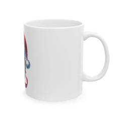 Reindeer Wreath Santa  Q Hat Mug | Christmas Ceramic Mug 11 oz