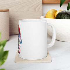 Reindeer Wreath Santa  Q Hat Mug | Christmas Ceramic Mug 11 oz