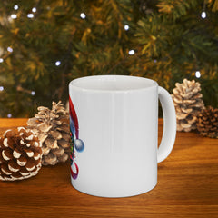 Reindeer Wreath Santa  Q Hat Mug | Christmas Ceramic Mug 11 oz
