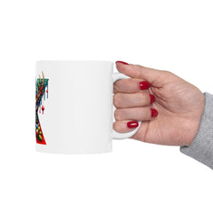 Reindeer Letter X Christmas Mug | Holiday Santa Hat Initial Mug 11 oz