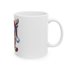 Holiday Reindeer Letter Q Mug | Christmas Ceramic Mug 11 oz