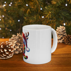 Holiday Reindeer Letter Q Mug | Christmas Ceramic Mug 11 oz