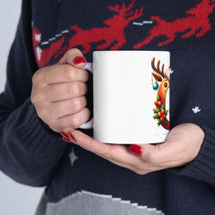 Holiday Reindeer Letter Q Mug | Christmas Ceramic Mug 11 oz