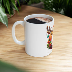 Holiday Reindeer Letter Q Mug | Christmas Ceramic Mug 11 oz