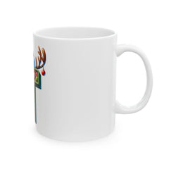 Reindeer Letter T Christmas Mug | Ceramic Coffee Cup 11 oz