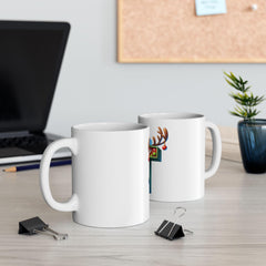 Reindeer Letter T Christmas Mug | Ceramic Coffee Cup 11 oz