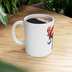Reindeer Letter T Christmas Mug | Ceramic Coffee Cup 11 oz