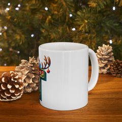 Reindeer Letter T Christmas Mug | Ceramic Coffee Cup 11 oz