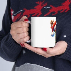 Reindeer Letter T Christmas Mug | Ceramic Coffee Cup 11 oz