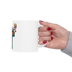 Reindeer Letter T Christmas Mug | Ceramic Coffee Cup 11 oz