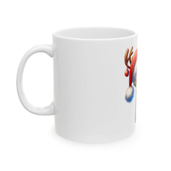 Reindeer Letter T Christmas Mug | Ceramic Coffee Cup 11 oz