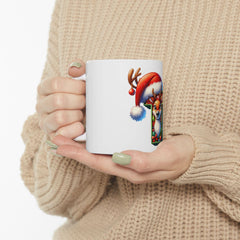 Reindeer Letter T Christmas Mug | Ceramic Coffee Cup 11 oz