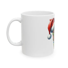 Santa Reindeer Letter V Mug | Christmas Ceramic Coffee Cup 11 oz