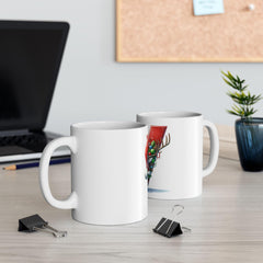 Santa Reindeer Letter V Mug | Christmas Ceramic Coffee Cup 11 oz