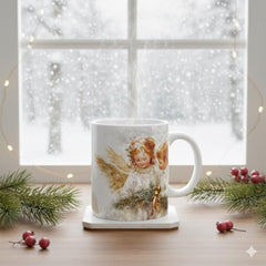 Vintage Christmas Angel Illustration Mug | Ceramic Coffee Cup 11 oz Kids gift