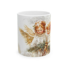 Vintage Christmas Angel Illustration Mug | Ceramic Coffee Cup 11 oz Kids gift