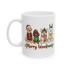 Merry Woofmas Dogs Mug | Christmas Dogs Ceramic Mug 11oz . Dog Mom