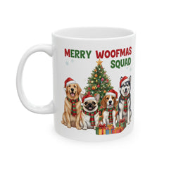 Merry Woofmas Squad Mug | Christmas Dogs Ceramic Coffee Cup 11 oz