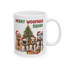 Merry Woofmas Squad Mug | Christmas Dogs Ceramic Coffee Cup 11 oz