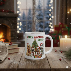 Merry Woofmas Squad Mug | Christmas Dogs Ceramic Coffee Cup 11 oz