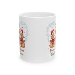 Paws and Kisses This Christmas Ceramic Mug | Cute Puppies Holiday Mug 11 oz