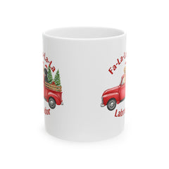 Fa-La-La-La-La Labrador Mug | Christmas Labradors in Red Truck 11 oz