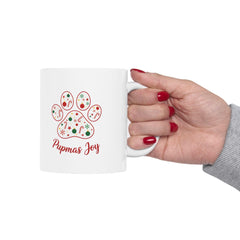 Paw Print Christmas Mug Pawmas Joy Ceramic Mug | Holiday Dog Lover Mug 11 oz