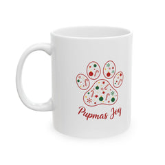 Paw Print Christmas Mug Pawmas Joy Ceramic Mug | Holiday Dog Lover Mug 11 oz