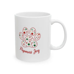 Paw Print Christmas Mug Pawmas Joy Ceramic Mug | Holiday Dog Lover Mug 11 oz
