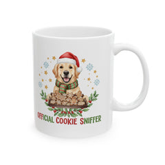 Golden Retriever with Santa Hat Official Cookie Sniffer Mug | Christmas 11 oz